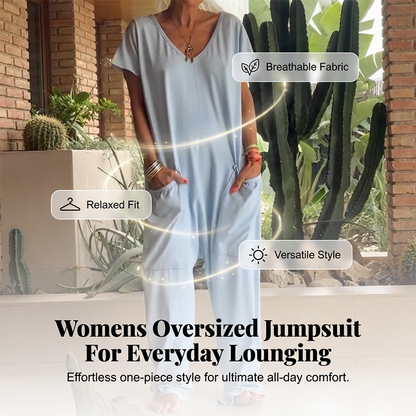 🔥Ny modell 2026🔥Vardaglig överdimensionerad jumpsuit med V-ringning – Mjukt material, smickrande och trendig