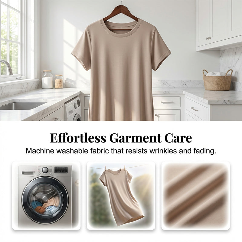 👗🛍️ Damernas Casual Kortärmad T-Shirt Klänning – Mjuk, Andningsbar med Fickor 🌿