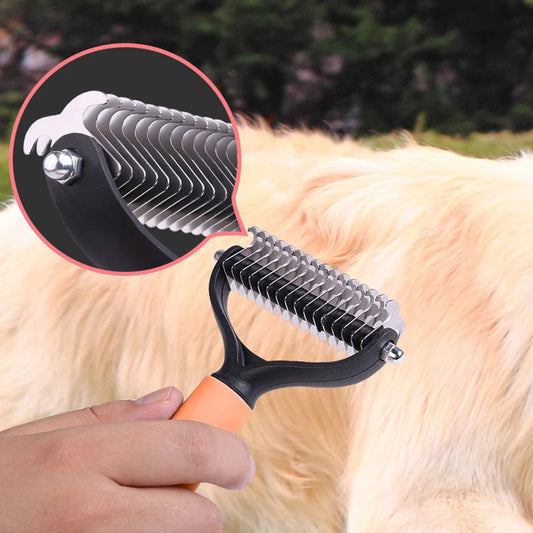 Dubbelsidig avfallningsborste för husdjur – 2 sidor, ergonomiskt handtag & skonsam mot huden 🐕🐈