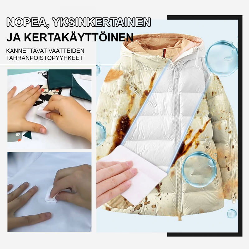 Bärbara fläckborttagningsservetter för kläder