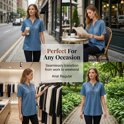 ⏰Andningsbar casual-top i denimlook för dam