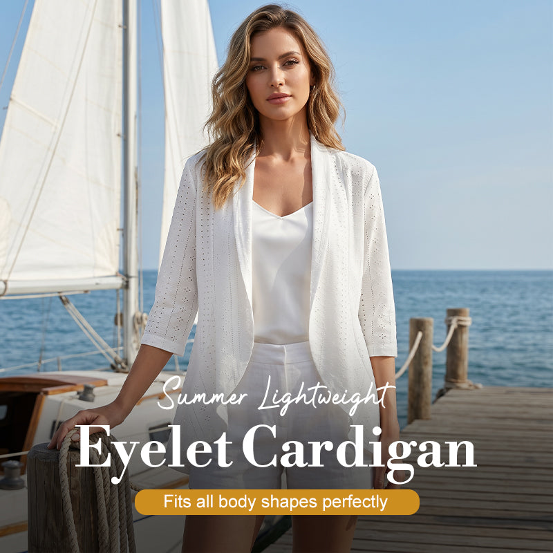 🌸 TIDSBEGRÄNSAD RABATT PÅ 50%! ✨ Dam sommar lätt vikt broderad kardigan – luftig, öppen design, stilfull ytterplagg 🌊