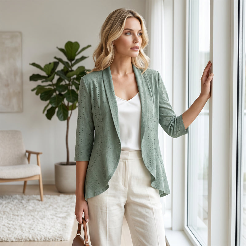 🌸 TIDSBEGRÄNSAD RABATT PÅ 50%! ✨ Dam sommar lätt vikt broderad kardigan – luftig, öppen design, stilfull ytterplagg 🌊