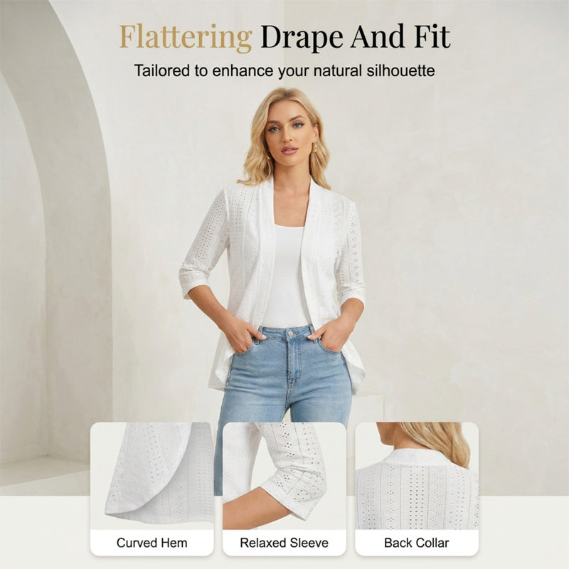 🌸 TIDSBEGRÄNSAD RABATT PÅ 50%! ✨ Dam sommar lätt vikt broderad kardigan – luftig, öppen design, stilfull ytterplagg 🌊