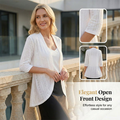 🌸 TIDSBEGRÄNSAD RABATT PÅ 50%! ✨ Dam sommar lätt vikt broderad kardigan – luftig, öppen design, stilfull ytterplagg 🌊