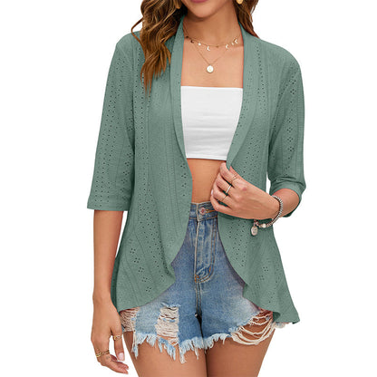 🌸 TIDSBEGRÄNSAD RABATT PÅ 50%! ✨ Dam sommar lätt vikt broderad kardigan – luftig, öppen design, stilfull ytterplagg 🌊
