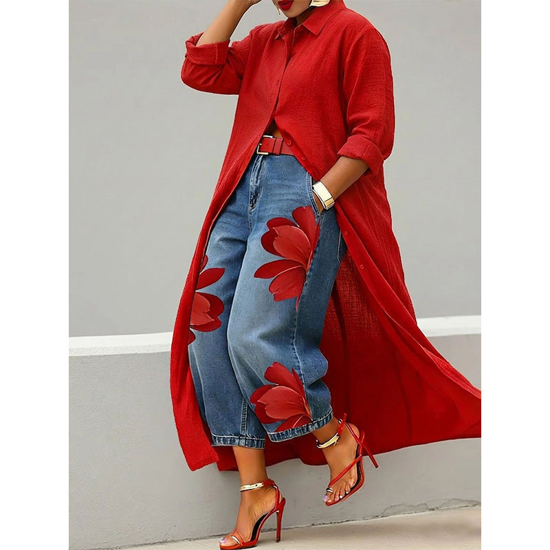✨ Avslappnad elegans – Långärmad maxiklänning med knappar för dam👗💃