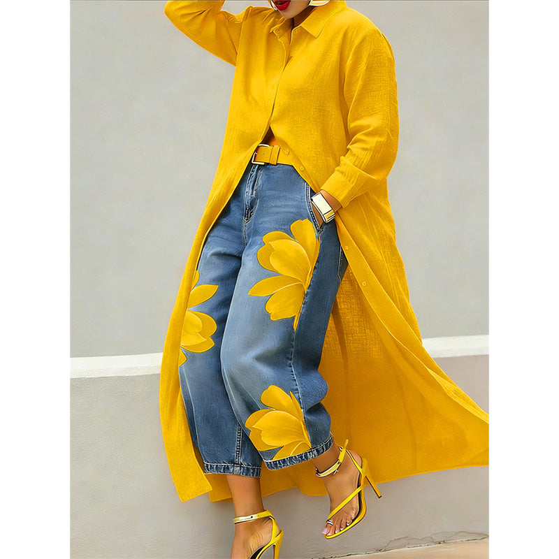 ✨ Avslappnad elegans – Långärmad maxiklänning med knappar för dam👗💃