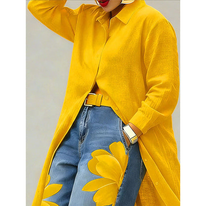 ✨ Avslappnad elegans – Långärmad maxiklänning med knappar för dam👗💃