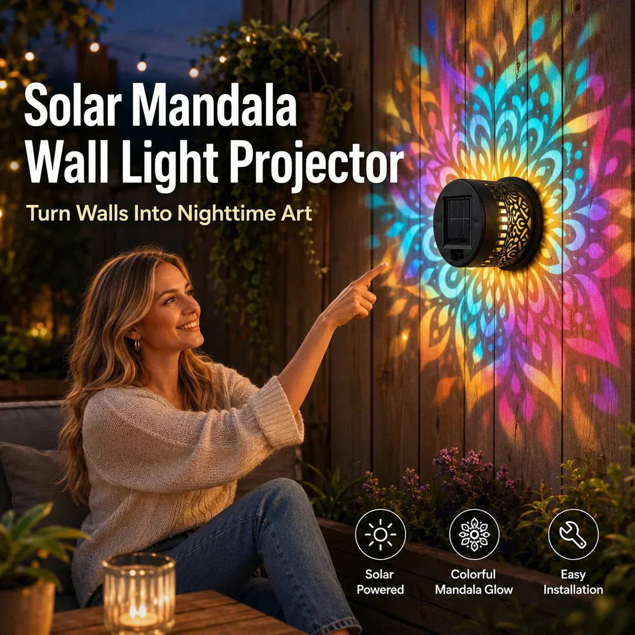 🌀💥Köp 1, få 1 gratis🌞💡 Solcellsdriven projektionslampa för inredning