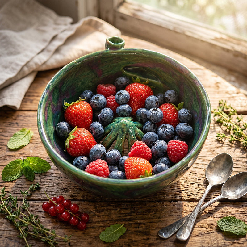 🍓 65 % RABATT JUST NU!🔥 Bärvirvel skölj- och serveringsskål med dubbelfungerande durkslagsdesign, halksäker botten – perfekt för sköljning, avrinning och servering av bär eller snacks 🥣