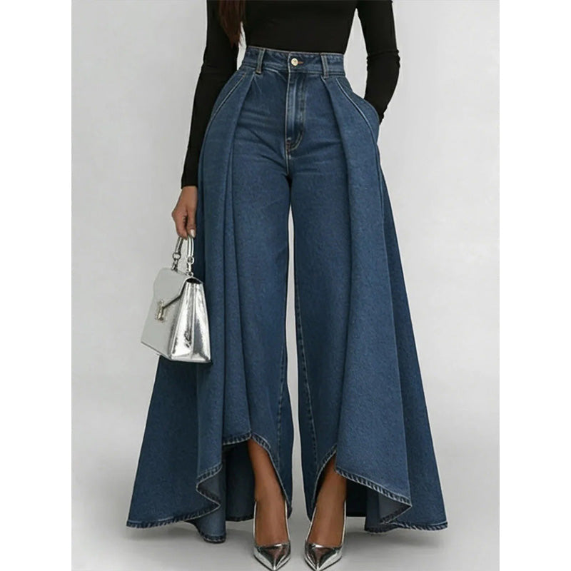 🔥 50% RABATT 👖✨ Avantgardistiska vida jeans med hög midja – modern design, smickrande passform & tidlös stil 💎