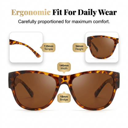 👓✨ Solglasögon med stor båge för damer – skyddar effektivt mot UV-strålning och bländning ✅ Kan bäras över vanliga glasögon ☀️ Snyggt solskydd som ger maximal komfort i solen ✨