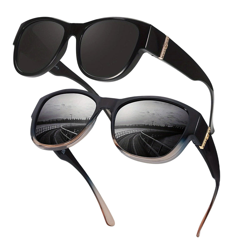 👓✨ Solglasögon med stor båge för damer – skyddar effektivt mot UV-strålning och bländning ✅ Kan bäras över vanliga glasögon ☀️ Snyggt solskydd som ger maximal komfort i solen ✨