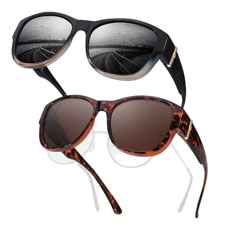👓✨ Solglasögon med stor båge för damer – skyddar effektivt mot UV-strålning och bländning ✅ Kan bäras över vanliga glasögon ☀️ Snyggt solskydd som ger maximal komfort i solen ✨