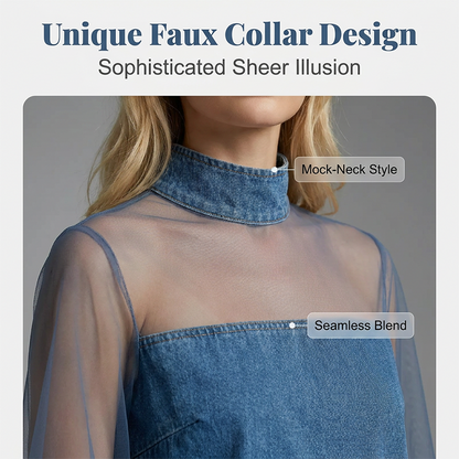 🔥 HALVA PRISET 👗✨ Statement-klänningen alla pratar om 💎 Denim möter mesh och tyll i en modern design med karaktär