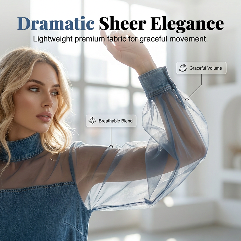 🔥 HALVA PRISET 👗✨ Statement-klänningen alla pratar om 💎 Denim möter mesh och tyll i en modern design med karaktär