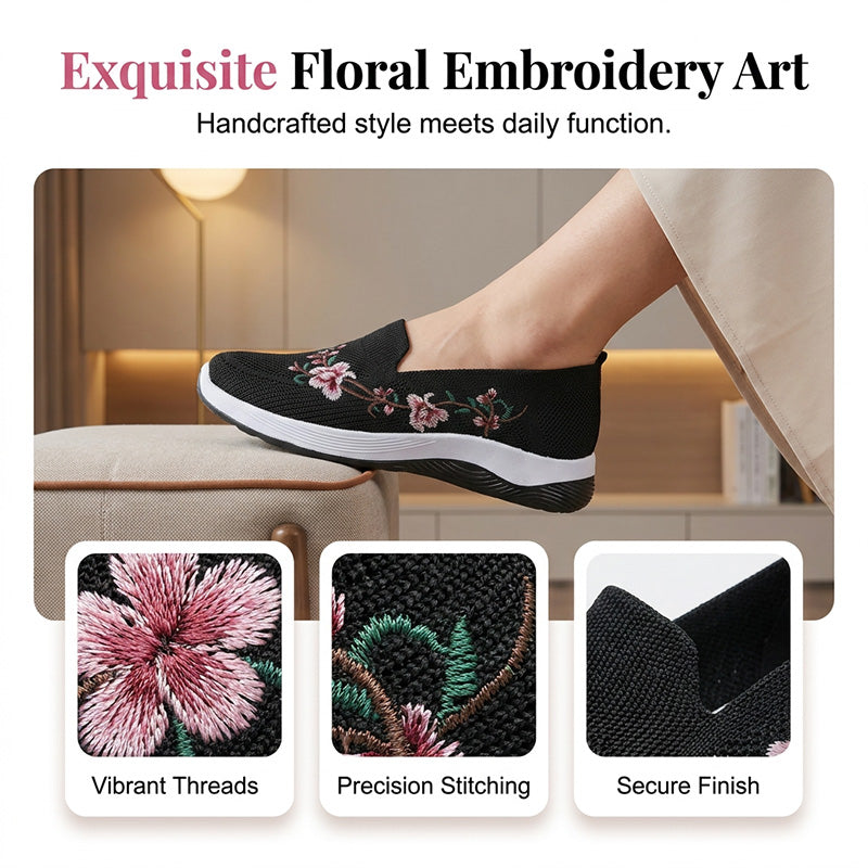 👟🌸 Blommiga mesh slip-on skor