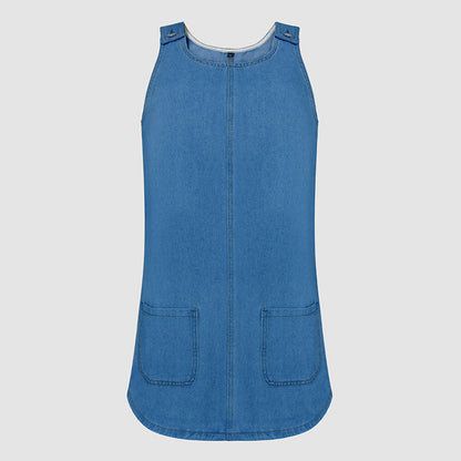 50 % RABATT 👗👖 Avslappnad denimklänning med hängslen och fickor