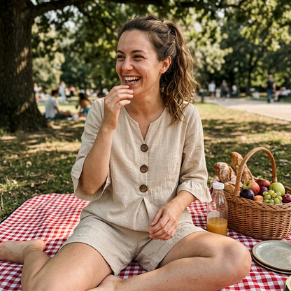 🔥 50% RABATT 👚👖 Elegant V-ringat set med volangärmar & fickor ✨ Luftigt, feminint & perfekt för sommarens alla tillfällen 🌿