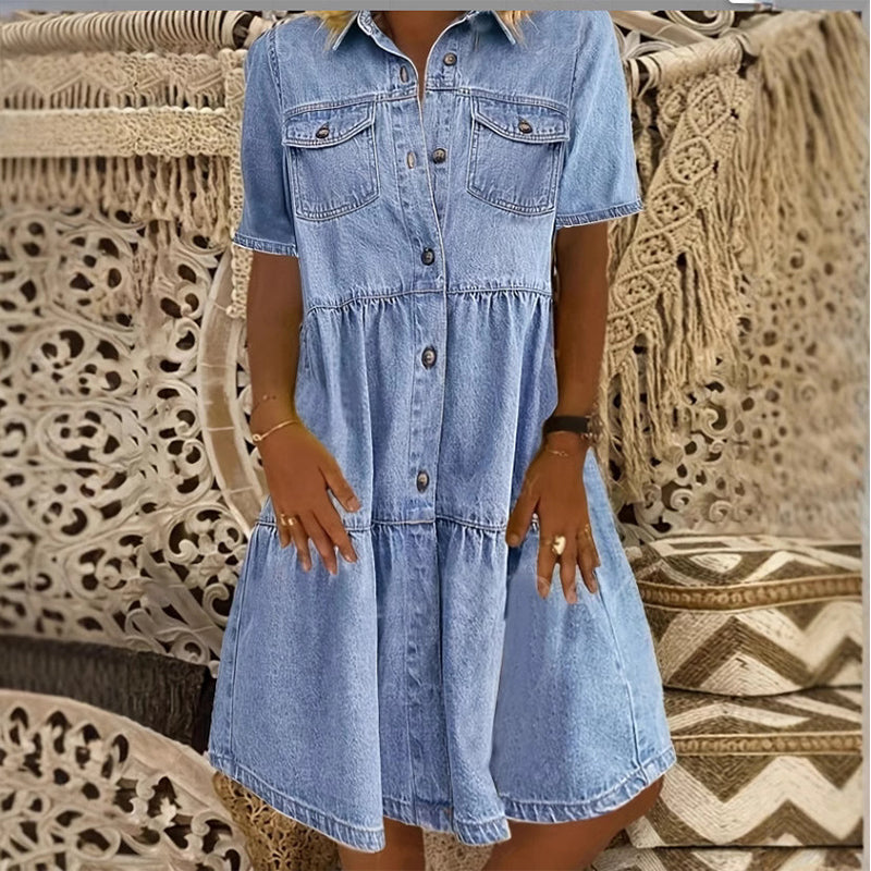 🔥 HALVA PRISET 👗 Elegant denimklänning för damer ✨ Tidlös stil, hög komfort & en favorit hela sommaren ☀️