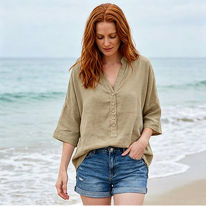 💥 50% RABATT 👚 Modern sommarblus ✨ Lätt tyg, bekväm passform & en stil som aldrig går ur tiden 🌿