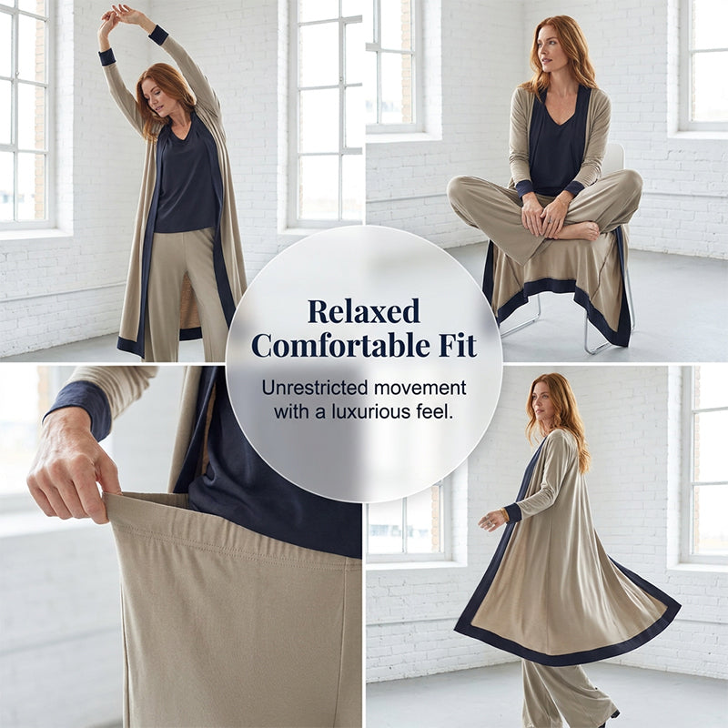 👗✨ Elegant 3-delat set med cardigan, väst och vida ben