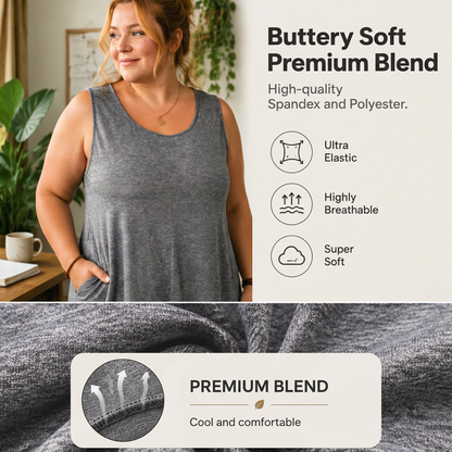 ✨ Kvinnlig plus size jumpsuit med ärmlös design och fickor