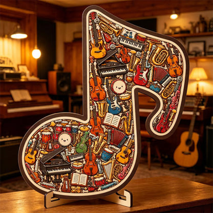 Träpussel i form av en musiknot