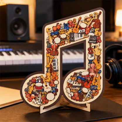 Träpussel i form av en musiknot