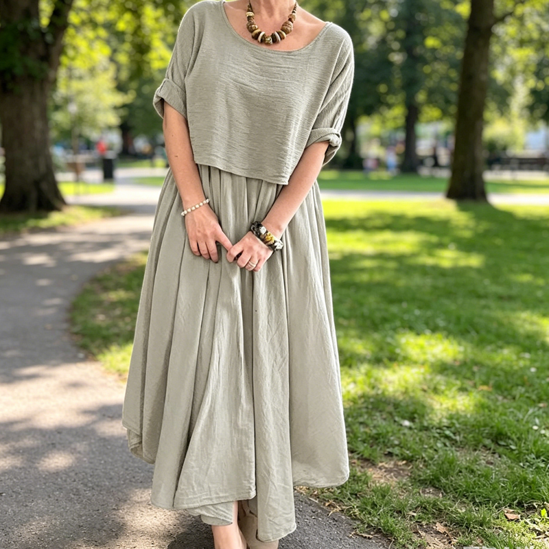 👗🌿 Avslappnat skrynkligt tvådelat set med kjol