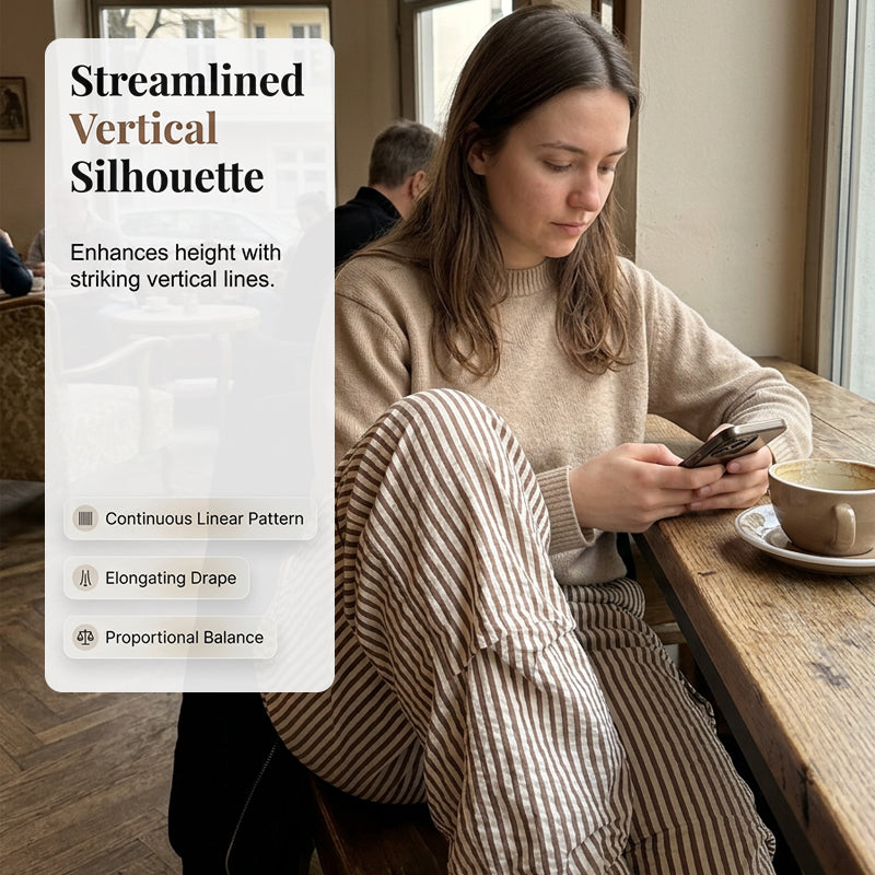 👖✨ Avslappnade randiga cargo byxor med vida ben