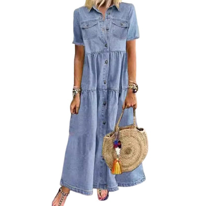 👗✨Vintage-maxiklänning i denim för damer – avslappnad vardagschic🔥
