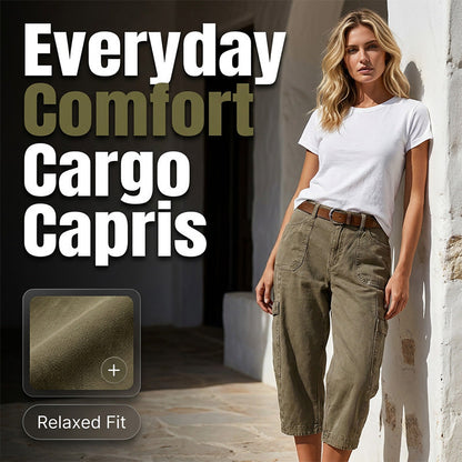 👖 50% RABATT NU! 🌿 Damcargo-capris med avslappnad passform – Rymliga nyttofickor, andningsbart tyg & bekväm silhuett✨