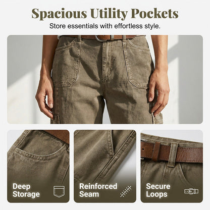 👖 50% RABATT NU! 🌿 Damcargo-capris med avslappnad passform – Rymliga nyttofickor, andningsbart tyg & bekväm silhuett✨