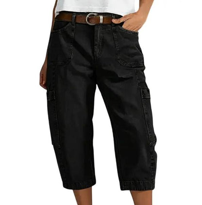 👖 50% RABATT NU! 🌿 Damcargo-capris med avslappnad passform – Rymliga nyttofickor, andningsbart tyg & bekväm silhuett✨