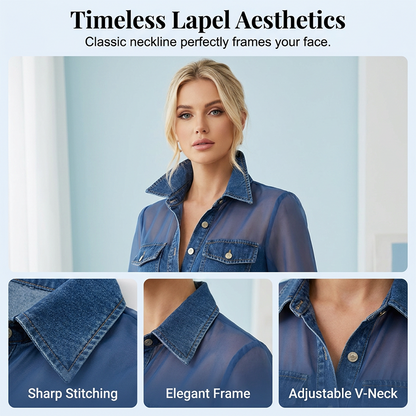 ✨ Elegant transparent denimtopp med knappar