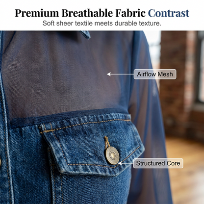 ✨ Elegant transparent denimtopp med knappar