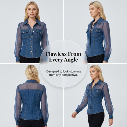 ✨ Elegant transparent denimtopp med knappar