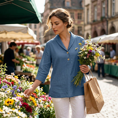 👚🌸 Avslappnad enfärgad topp