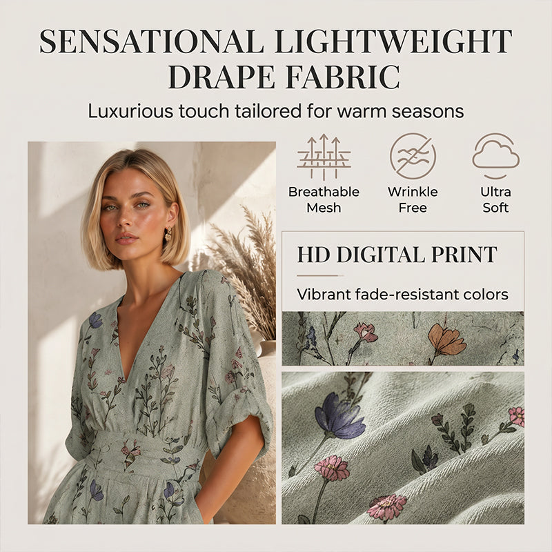 Elegant jumpsuit med V-ringning och tryck för damer
