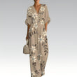 Elegant jumpsuit med V-ringning och tryck för damer