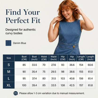 Damas ärmlösa asymmetriska omlott-jumpsuit i denim