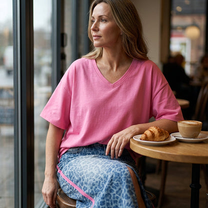 Set med lös topp och byxor med leopardmönster för damer