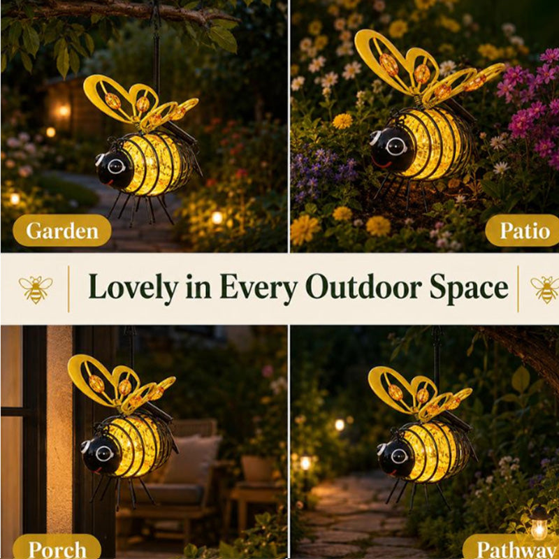 🐝 50% RABATT NU! ☀️ Solcellsdriven Hängande Bilampa – Charmig Bi-design med Hjärtformade Vingar – Perfekt för Trädgård & Bil 🌸