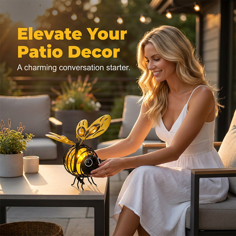 🐝 50% RABATT NU! ☀️ Solcellsdriven Hängande Bilampa – Charmig Bi-design med Hjärtformade Vingar – Perfekt för Trädgård & Bil 🌸