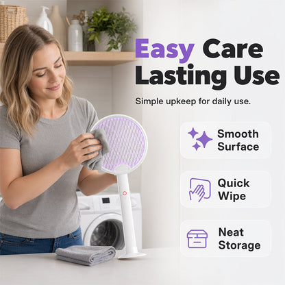 🦟 Myggklapp & mygglampa i praktisk hopfällbar design – med UV-lockljus, säkert skyddsnät i tre lager och ett 1200 mAh-batteri som ger upp till 30 dagars standby-tid 🔄