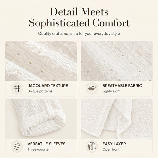 Texturerad öppen front-cardigan för kvinnor, vardagsmodell