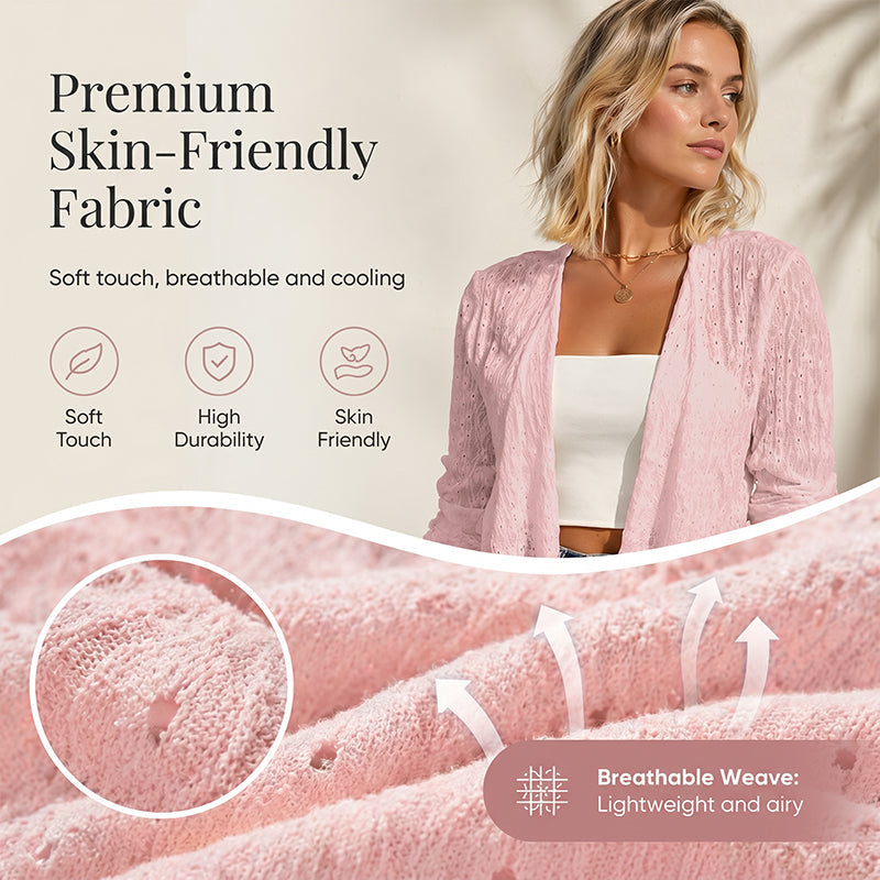 Texturerad öppen front-cardigan för kvinnor, vardagsmodell