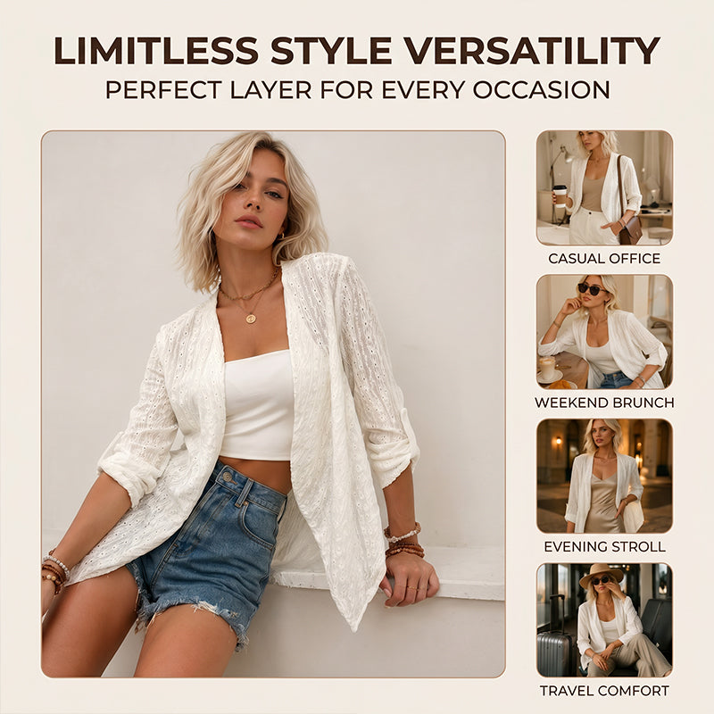 Texturerad öppen front-cardigan för kvinnor, vardagsmodell